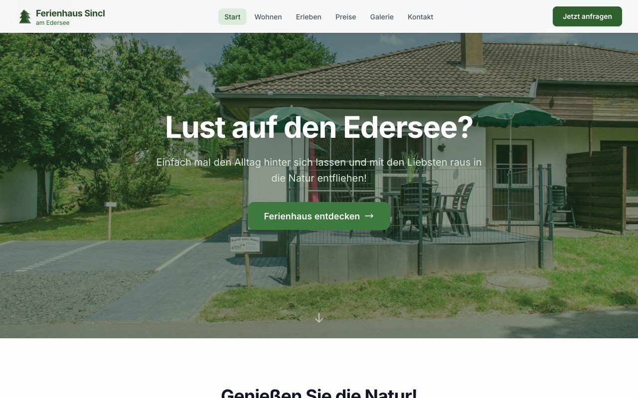edersee-sauerland.de — Ferienhaus Website
